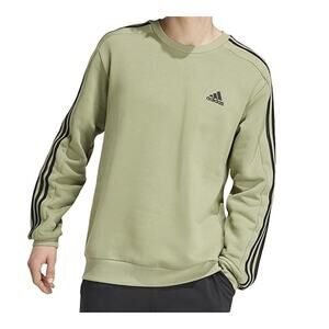 adidas Men's Moss Green Crewneck Pullover‎ – 3 Stripes, Logo, Size Medium